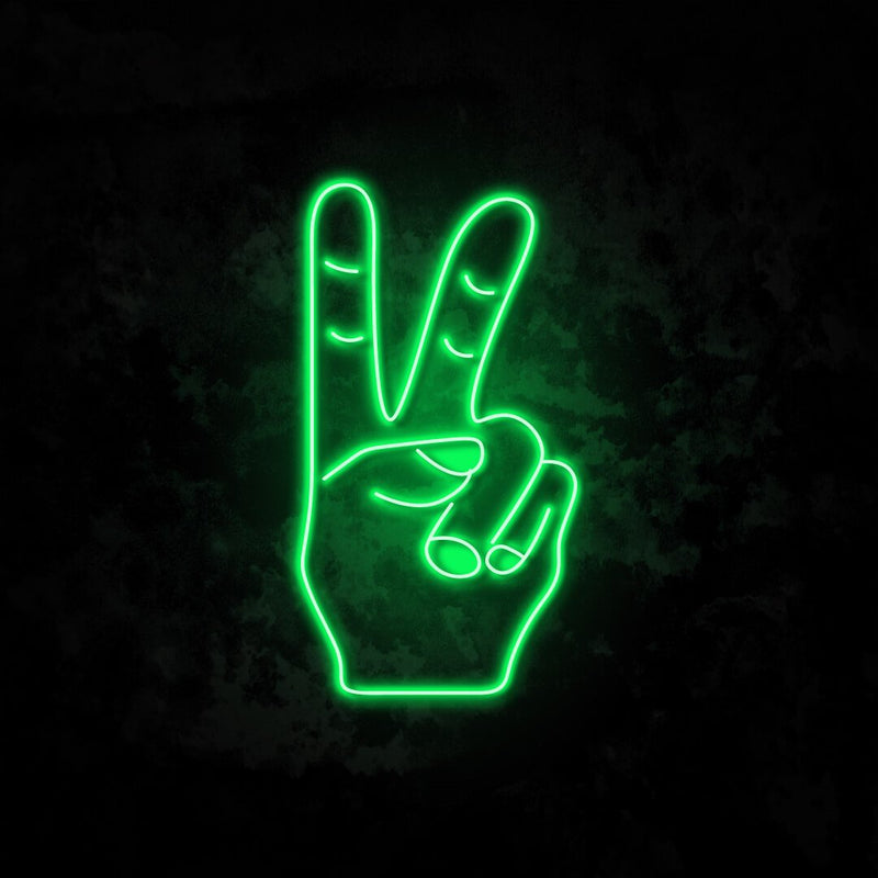 Peace Hand Gesture Neon Sign