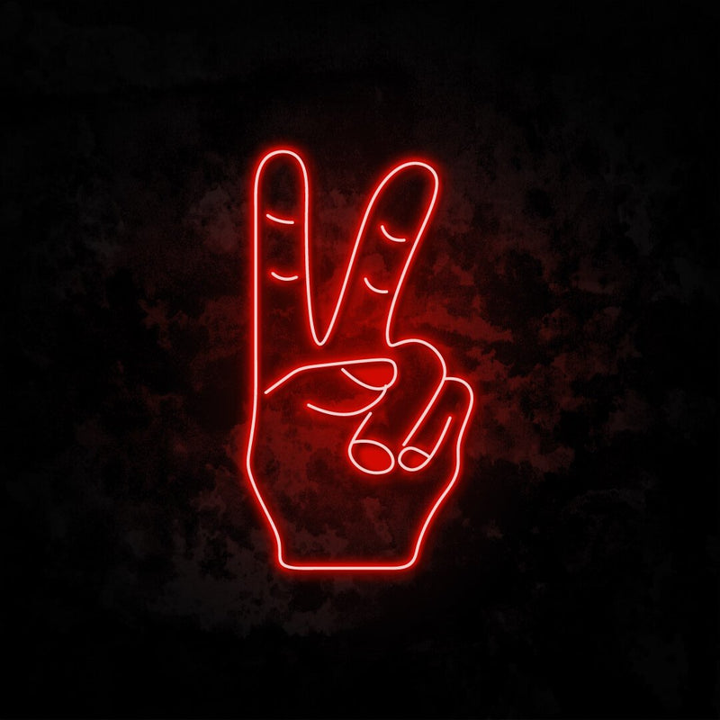 Peace Hand Gesture Neon Sign